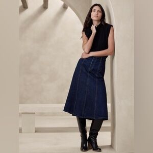 Banana Republic Pia Denim Midi Skirt Size 6